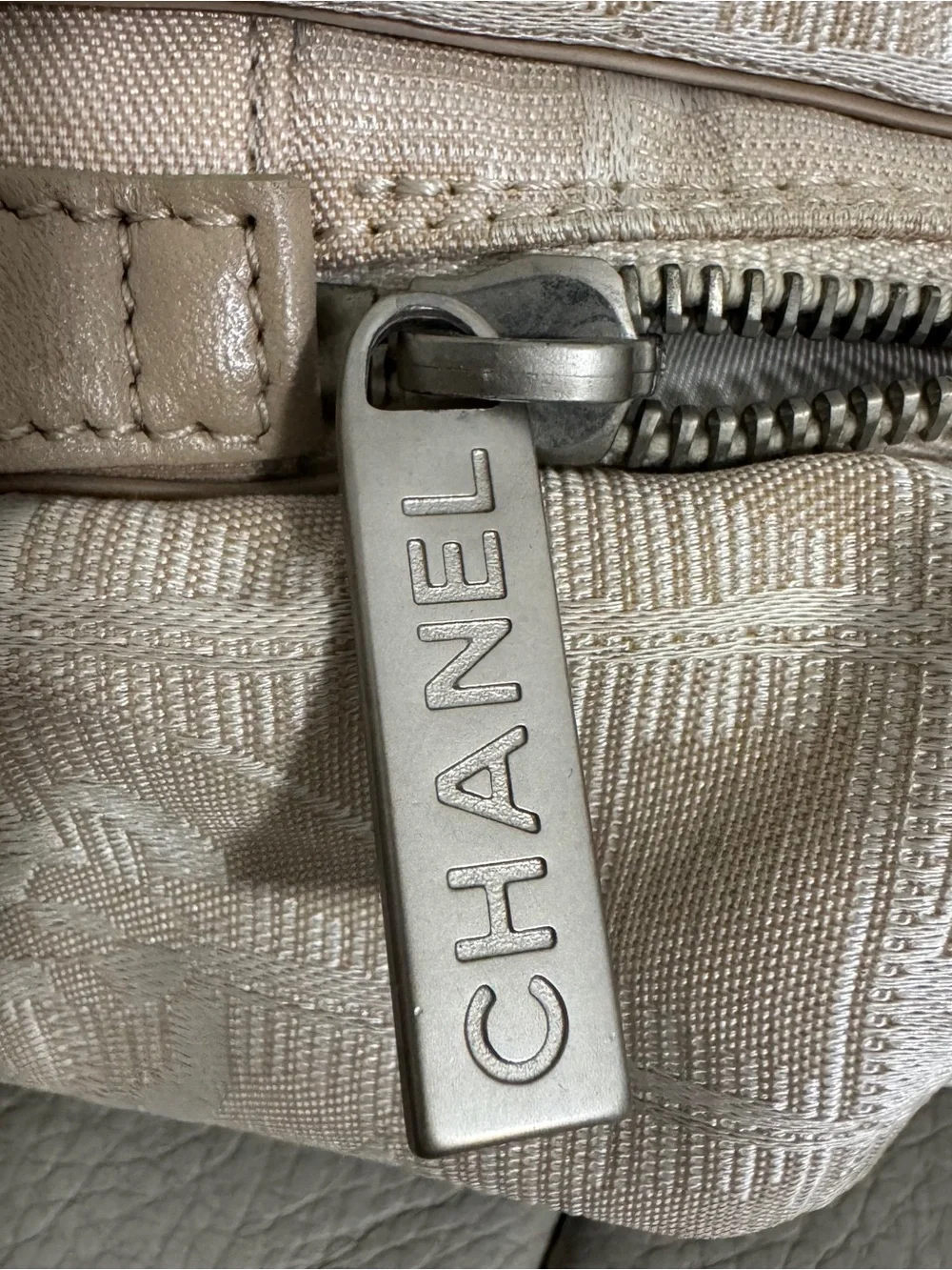 CHANEL travel line Beige & Cream Logo Pattern Tote